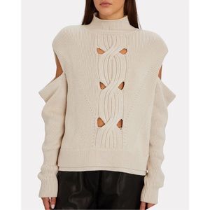 Jonathan Simkhai Porter Open Cable Sweater with Cold Shoulders